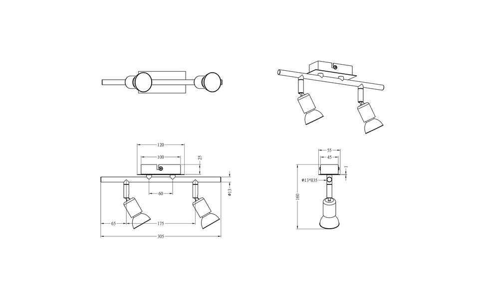 HLW LED LED Plafondspot - Trion Nimo - GU10 Fitting - 6W - Warm Wit 3000K - 2-lichts - Rechthoek - Mat Nikkel - Aluminium HLW LED LED Plafondspot - Trion Nimo - GU10 Fitting - 6W - Warm Wit 3000K - 2-lichts - Rechthoek - Mat Nikkel - Aluminium