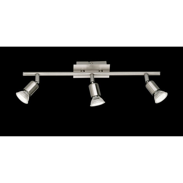 drie mat nikkelkleurige LED plafondspots met GU10 fitting en warm wit licht 3000K drie mat nikkelkleurige LED plafondspots met GU10 fitting en warm wit licht 3000K