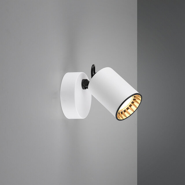 HLW LED LED Wall Spotlight - Trion Pirlo - GU10 Fitting - 1-light - Round - Matte White - Aluminum