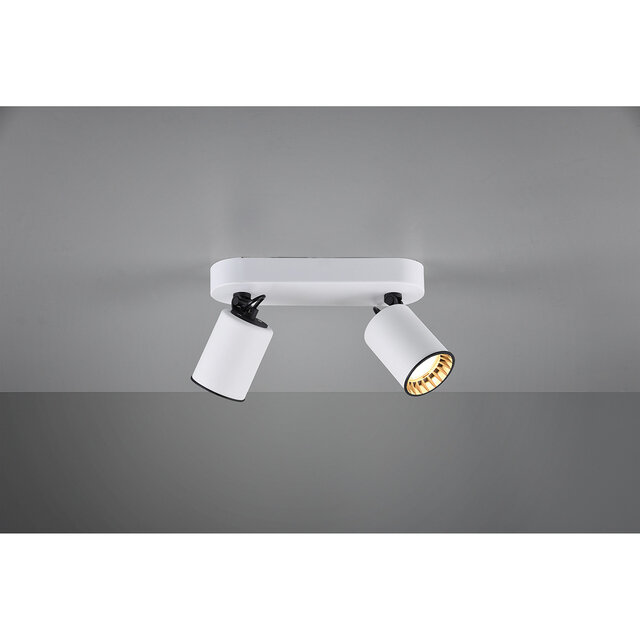 HLW LED LED Ceiling Spotlight - Trion Pirlo - GU10 Fitting - 2-light - Rectangular - Matte White - Aluminum