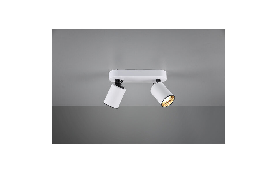 HLW LED LED Ceiling Spotlight - Trion Pirlo - GU10 Fitting - 2-light - Rectangular - Matte White - Aluminum