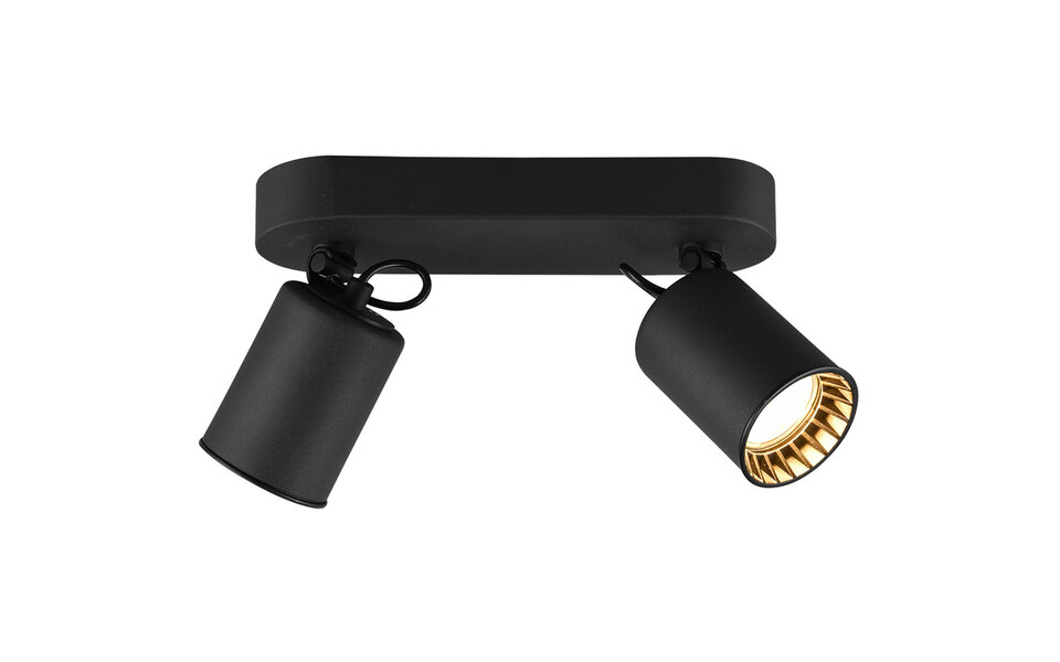 HLW LED LED Plafondspot - Trion Pirlo - GU10 Fitting - 2-lichts - Rechthoek - Mat Zwart - Aluminium