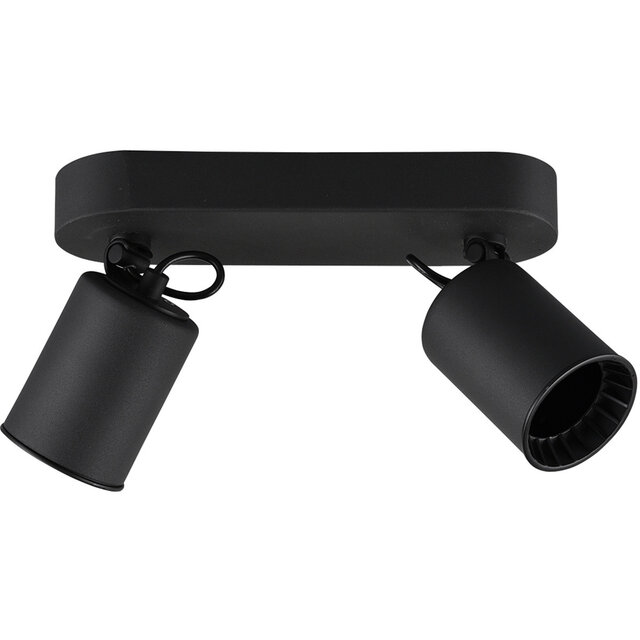 HLW LED LED Plafondspot - Trion Pirlo - GU10 Fitting - 2-lichts - Rechthoek - Mat Zwart - Aluminium