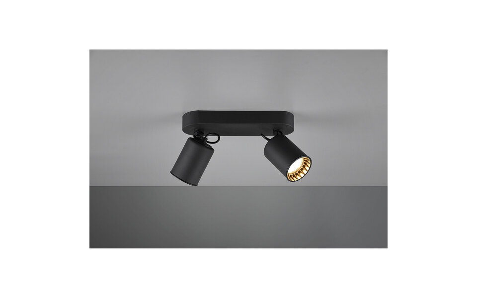 HLW LED LED Plafondspot - Trion Pirlo - GU10 Fitting - 2-lichts - Rechthoek - Mat Zwart - Aluminium