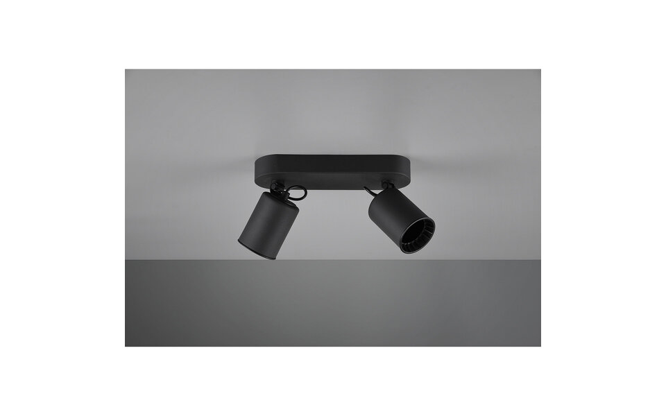 HLW LED LED Ceiling Spotlight - Trion Pirlo - GU10 Fitting - 2-light - Rectangular - Matte Black - Aluminum HLW LED LED Ceiling Spotlight - Trion Pirlo - GU10 Fitting - 2-light - Rectangular - Matte Black - Aluminum