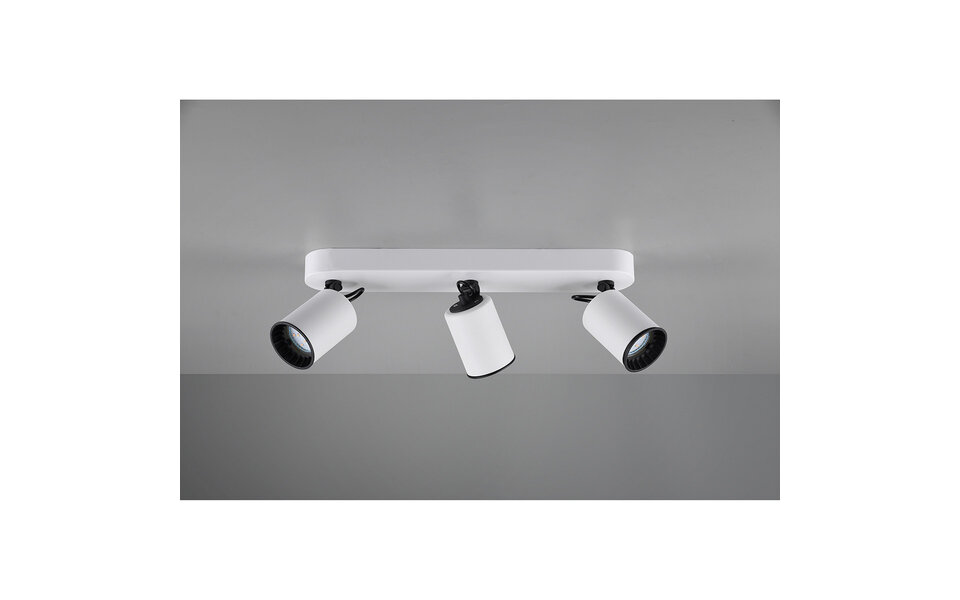 HLW LED LED Ceiling Spotlight - Trion Pirlo - GU10 Fitting - 3-light - Rectangular - Matt White - Aluminum