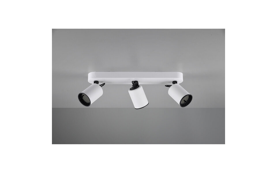 HLW LED LED Ceiling Spotlight - Trion Pirlo - GU10 Fitting - 3-light - Rectangular - Matt White - Aluminum