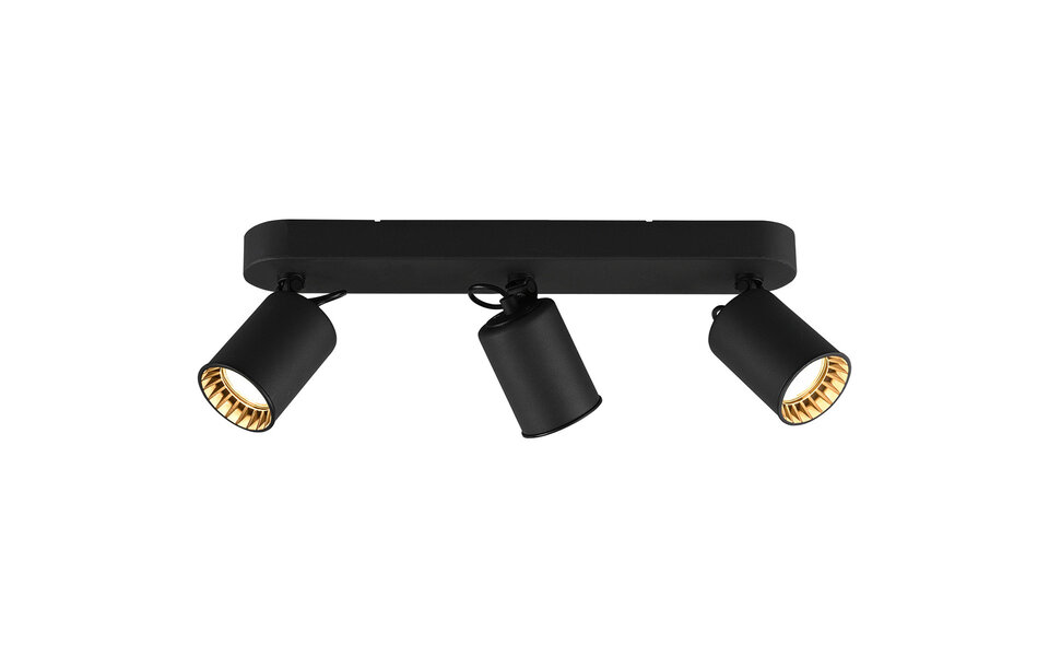 HLW LED LED Ceiling Spotlight - Trion Pirlo - GU10 Fitting - 3-light - Rectangular - Matte Black - Aluminum