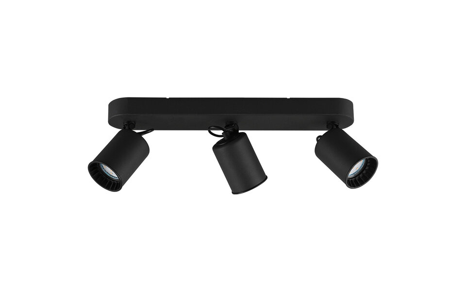 HLW LED LED Ceiling Spotlight - Trion Pirlo - GU10 Fitting - 3-light - Rectangular - Matte Black - Aluminum