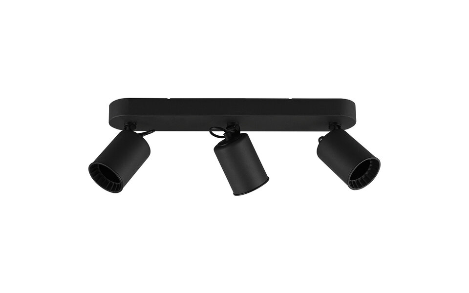 HLW LED LED Ceiling Spotlight - Trion Pirlo - GU10 Fitting - 3-light - Rectangular - Matte Black - Aluminum