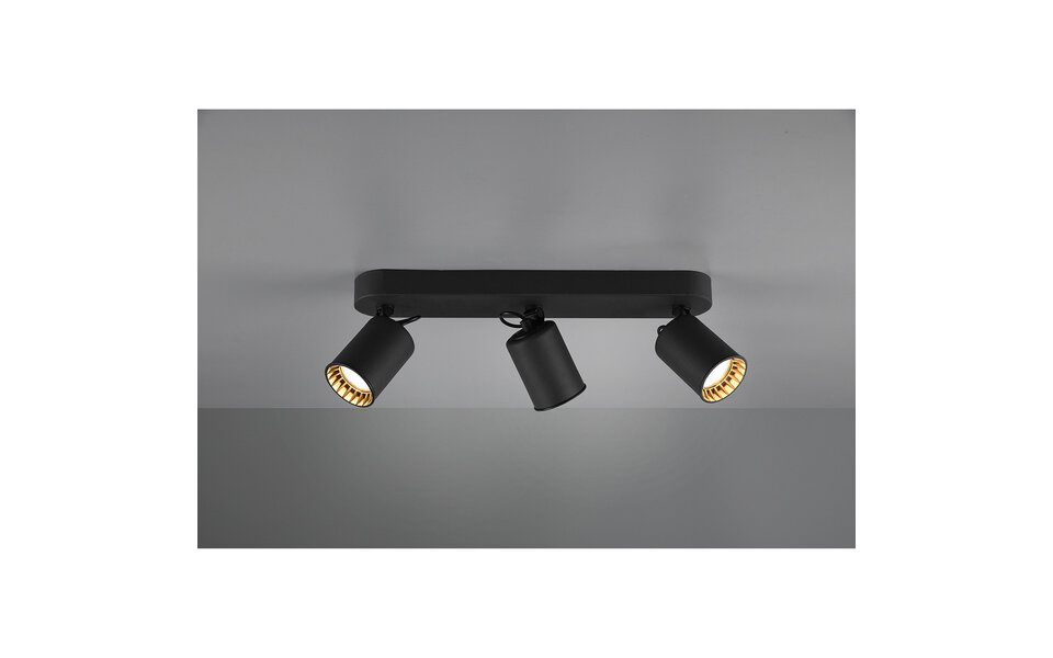 HLW LED LED Plafondspot - Trion Pirlo - GU10 Fitting - 3-lichts - Rechthoek - Mat Zwart - Aluminium