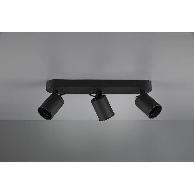 HLW LED LED Ceiling Spotlight - Trion Pirlo - GU10 Fitting - 3-light - Rectangular - Matte Black - Aluminum