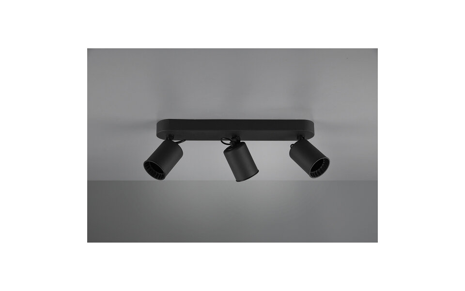 HLW LED LED Ceiling Spotlight - Trion Pirlo - GU10 Fitting - 3-light - Rectangular - Matte Black - Aluminum