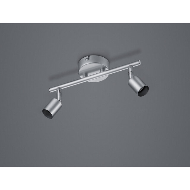 titaankleurige 2-lichts LED plafondspot met GU10 fitting en maximaal 35W vermogen