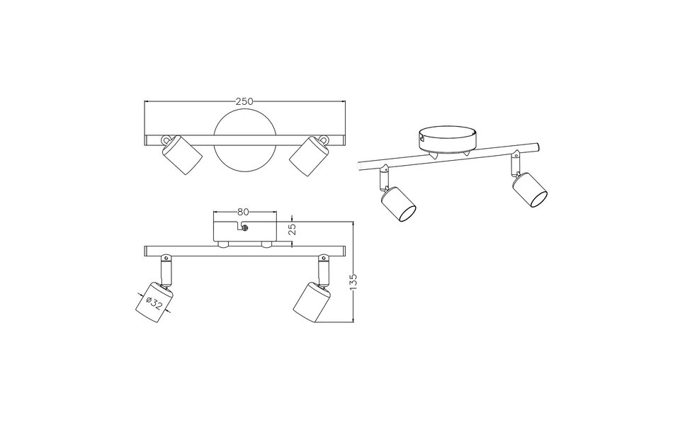 HLW LED LED Plafondspot - Trion Pamo - GU10 Fitting - 2-lichts - Rond - Mat Titaan - Aluminium