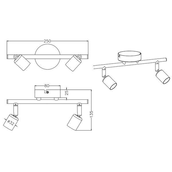 HLW LED LED Plafondspot - Trion Pamo - GU10 Fitting - 2-lichts - Rond - Mat Titaan - Aluminium HLW LED LED Plafondspot - Trion Pamo - GU10 Fitting - 2-lichts - Rond - Mat Titaan - Aluminium