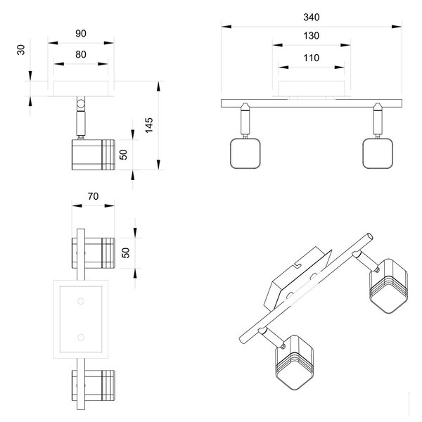 HLW LED LED Plafondspot - Trion Ribon - 8W - Warm Wit 3000K - 2-lichts - Rechthoek - Mat Nikkel - Aluminium HLW LED LED Plafondspot - Trion Ribon - 8W - Warm Wit 3000K - 2-lichts - Rechthoek - Mat Nikkel - Aluminium