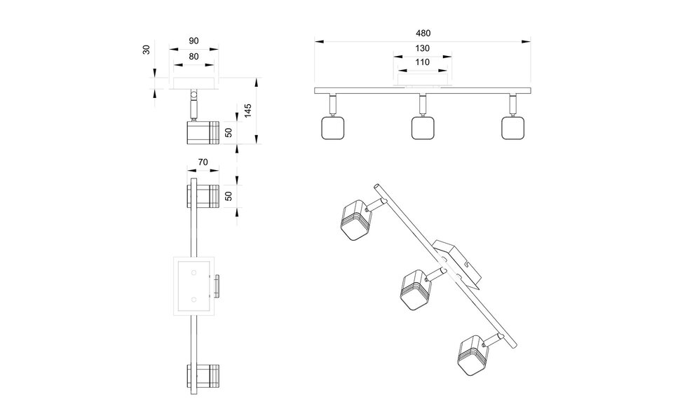HLW LED LED Plafondspot - Trion Ribon - 12W - Warm Wit 3000K - 3-lichts - Rechthoek - Mat Nikkel - Aluminium HLW LED LED Plafondspot - Trion Ribon - 12W - Warm Wit 3000K - 3-lichts - Rechthoek - Mat Nikkel - Aluminium