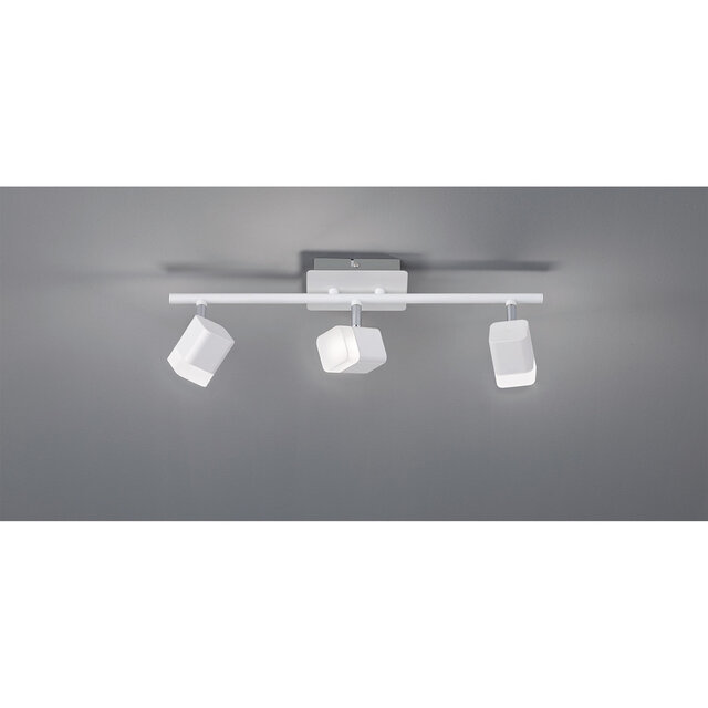 mat witte LED plafondspot met drie lichtpunten 12W 3000K warm wit licht