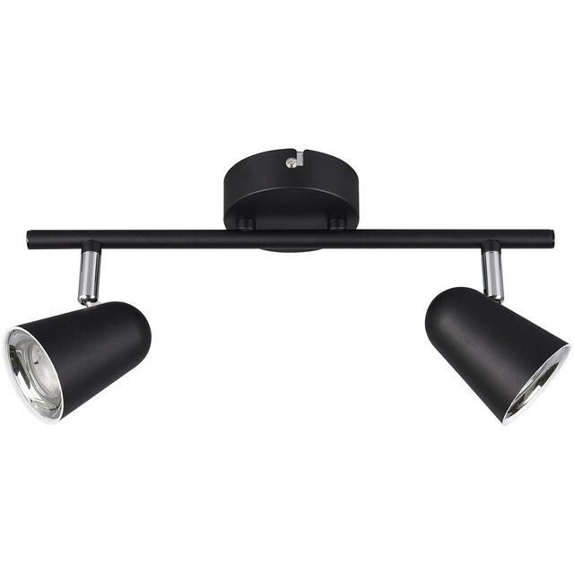 Mat zwarte LED plafondspot met twee lichtpunten 6W warm wit licht 3000K 800 lumen