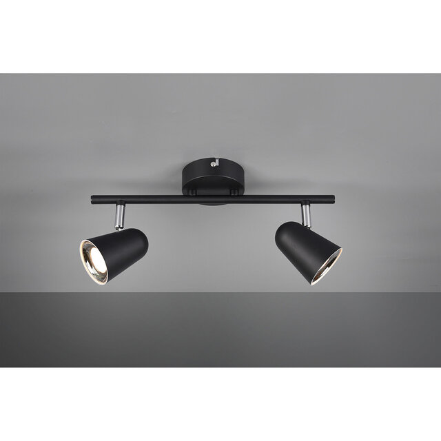 HLW LED LED Ceiling Spotlight - Trion Toluno - 6W - Warm White 3000K - 2-light - Rectangular - Matte Black - Plastic