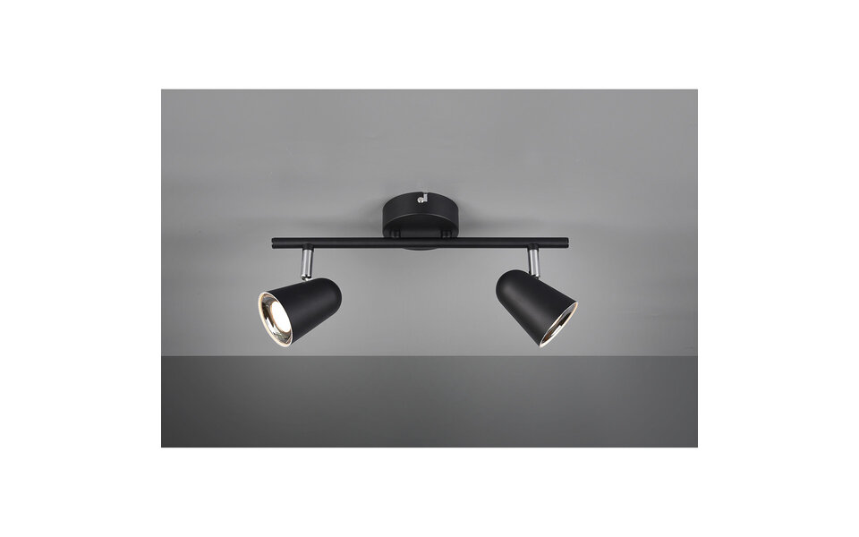 HLW LED LED Ceiling Spotlight - Trion Toluno - 6W - Warm White 3000K - 2-light - Rectangular - Matte Black - Plastic