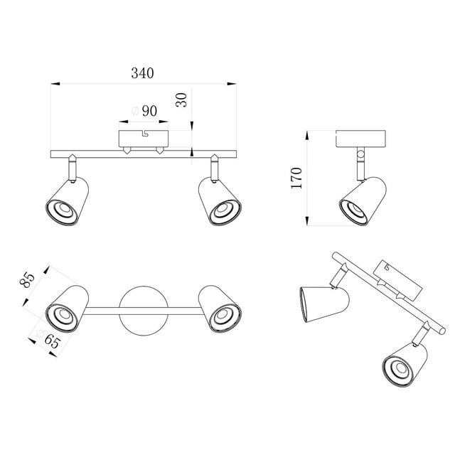 HLW LED LED Plafondspot - Trion Toluno - 6W - Warm Wit 3000K - 2-lichts - Rechthoek - Mat Zwart - Kunststof HLW LED LED Plafondspot - Trion Toluno - 6W - Warm Wit 3000K - 2-lichts - Rechthoek - Mat Zwart - Kunststof