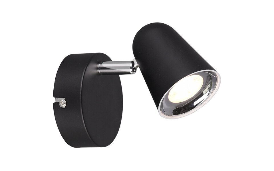 HLW LED LED Wall Spotlight - Trion Toluno - 3W - Warm White 3000K - 1-light - Round - Matte Black - Plastic