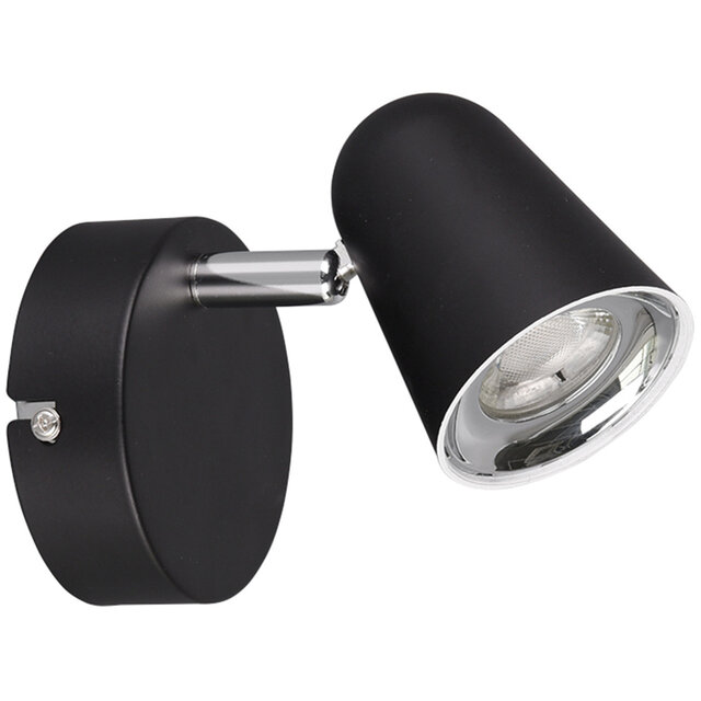 mat zwarte LED wandspot met 3W vermogen, 400 lumen en warm wit licht 3000K