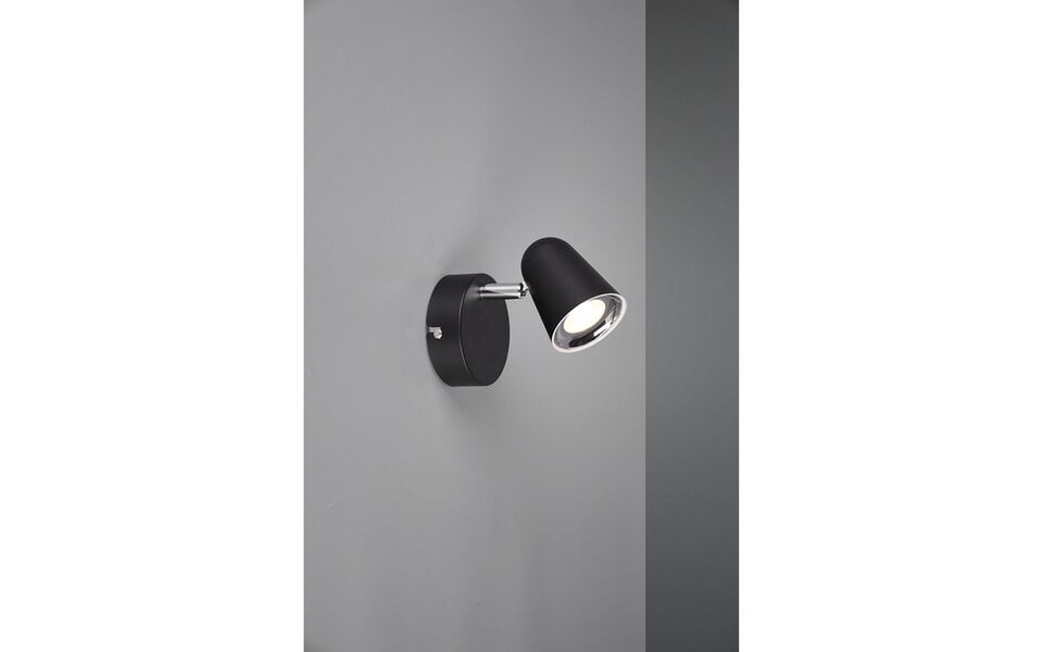 HLW LED LED Wall Spotlight - Trion Toluno - 3W - Warm White 3000K - 1-light - Round - Matte Black - Plastic