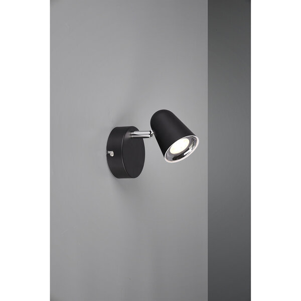 HLW LED LED Wandspot - Trion Toluno - 3W - Warm Wit 3000K - 1-lichts - Rond - Mat Zwart - Kunststof HLW LED LED Wandspot - Trion Toluno - 3W - Warm Wit 3000K - 1-lichts - Rond - Mat Zwart - Kunststof