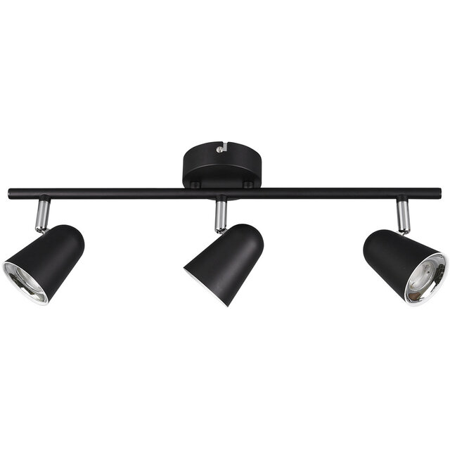 Mat zwarte 3-lichts LED plafondspot met 9W vermogen en warm wit licht van 3000K, 1200 lumen