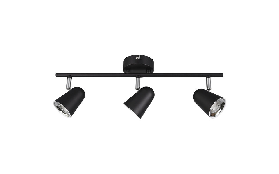 HLW LED LED ceiling spotlight - Trion Toluno - 9W - Warm White 3000K - 3 lights - Rectangular - Matte Black - Plastic