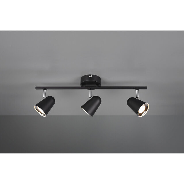 HLW LED LED ceiling spotlight - Trion Toluno - 9W - Warm White 3000K - 3 lights - Rectangular - Matte Black - Plastic