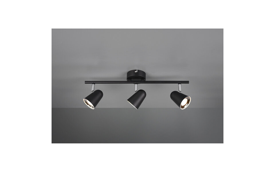 HLW LED LED ceiling spotlight - Trion Toluno - 9W - Warm White 3000K - 3 lights - Rectangular - Matte Black - Plastic