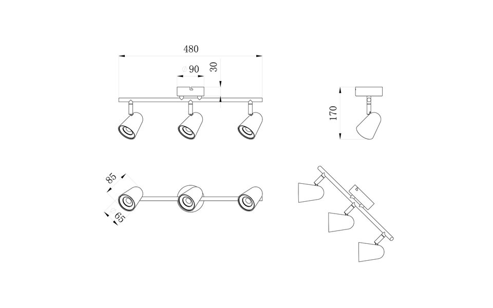 HLW LED LED Plafondspot - Trion Toluno - 9W - Warm Wit 3000K - 3-lichts - Rechthoek - Mat Zwart - Kunststof HLW LED LED Plafondspot - Trion Toluno - 9W - Warm Wit 3000K - 3-lichts - Rechthoek - Mat Zwart - Kunststof
