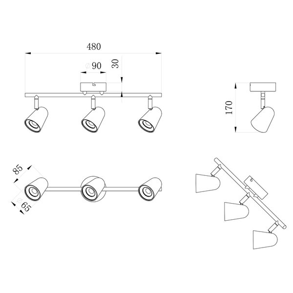 HLW LED LED Plafondspot - Trion Toluno - 9W - Warm Wit 3000K - 3-lichts - Rechthoek - Mat Zwart - Kunststof HLW LED LED Plafondspot - Trion Toluno - 9W - Warm Wit 3000K - 3-lichts - Rechthoek - Mat Zwart - Kunststof