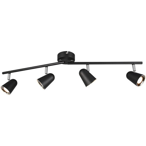 LED Plafondspot - Trion Toluno - 12W - Warm Wit 3000K - 4-lichts - Rechthoek - Mat Zwart - Kunststof LED Plafondspot - Trion Toluno - 12W - Warm Wit 3000K - 4-lichts - Rechthoek - Mat Zwart - Kunststof