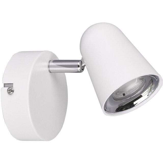 compacte LED wandspot in wit met 3W vermogen en warm wit licht van 400 lumen