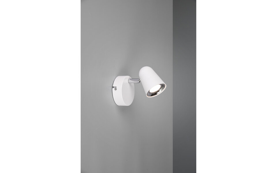 HLW LED LED Wall Spotlight - Trion Toluno - 3W - Warm White 3000K - 1-light - Round - Matte White - Plastic