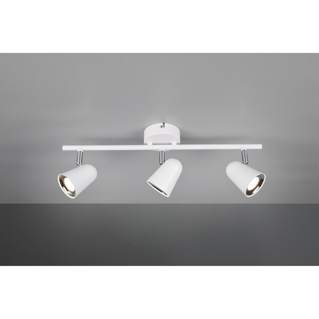 HLW LED LED Ceiling Spotlight - Trion Toluno - 9W - Warm White 3000K - 3-light - Rectangular - Matt White - Plastic
