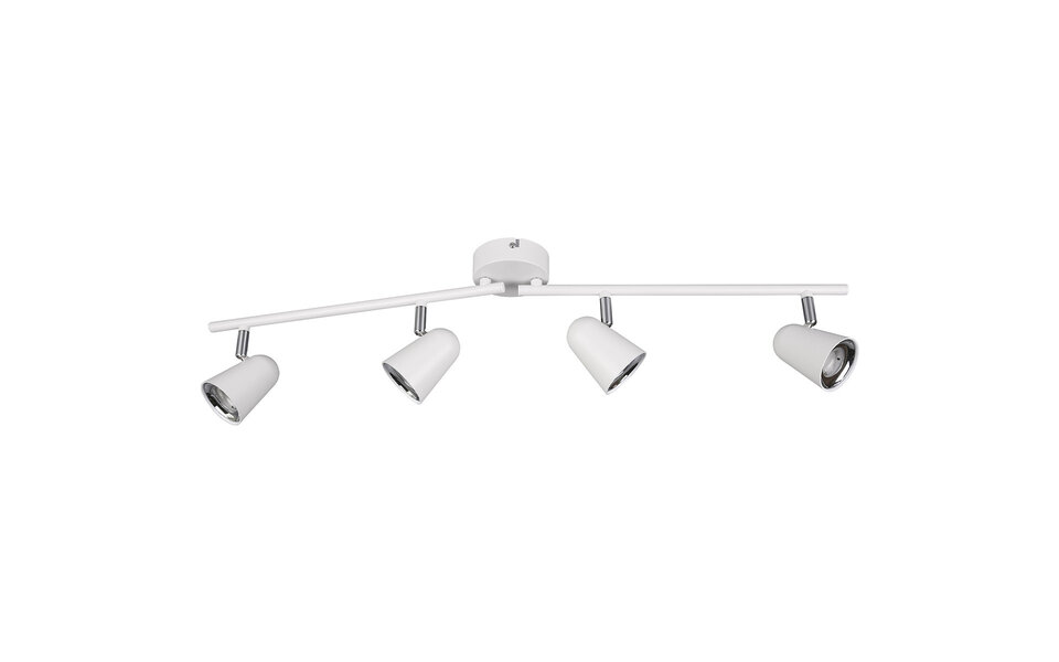 HLW LED LED Ceiling Spotlight - Trion Toluno - 12W - Warm White 3000K - 4-light - Rectangular - Matt White - Plastic