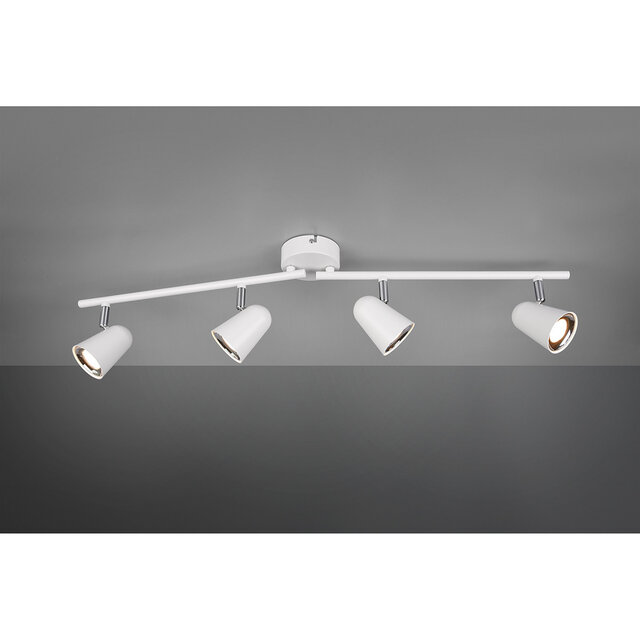 HLW LED LED Ceiling Spotlight - Trion Toluno - 12W - Warm White 3000K - 4-light - Rectangular - Matt White - Plastic