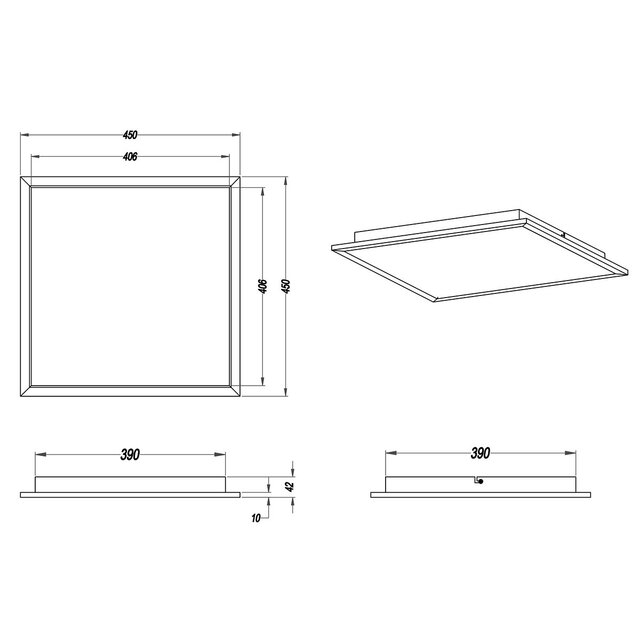 HLW LED LED Ceiling Light - Ceiling Lighting - Trion Povino - 26W - Warm White 3000K - Dimmable - Square - Matte Nickel - Aluminum