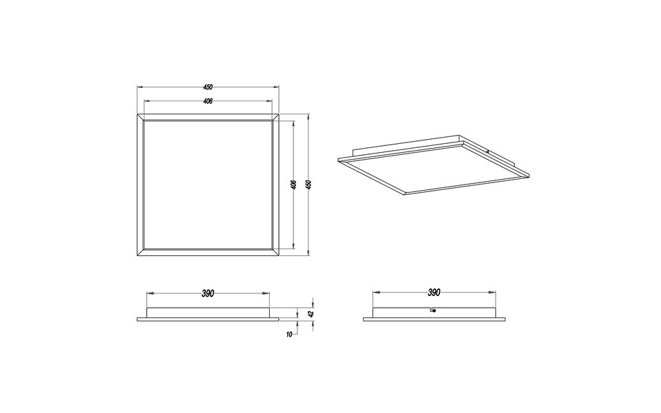 HLW LED LED Ceiling Light - Ceiling Lighting - Trion Povino - 26W - Warm White 3000K - Dimmable - Square - Matte Nickel - Aluminum