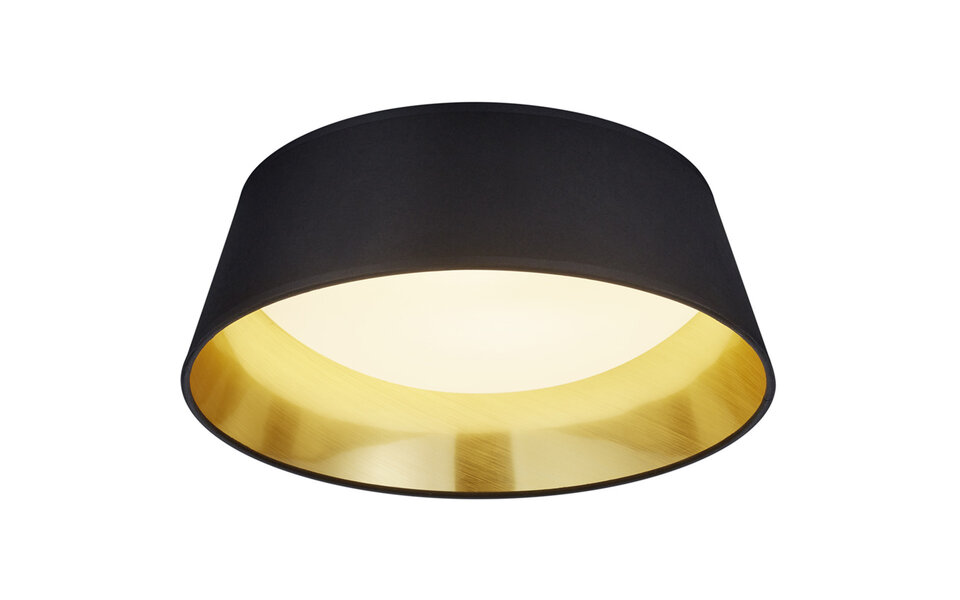 HLW LED LED Plafondlamp - Plafondverlichting - Trion Pinton - 14W - Warm Wit 3000K - Rond - Mat Zwart - Textiel