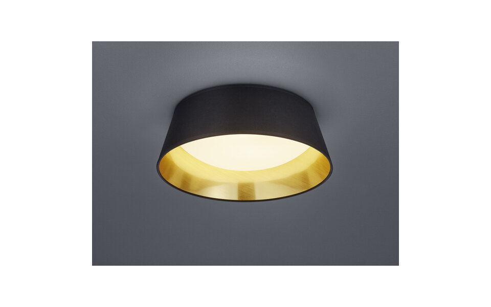HLW LED LED Ceiling Lamp - Ceiling Lighting - Trion Pinton - 14W - Warm White 3000K - Round - Matte Black - Textile