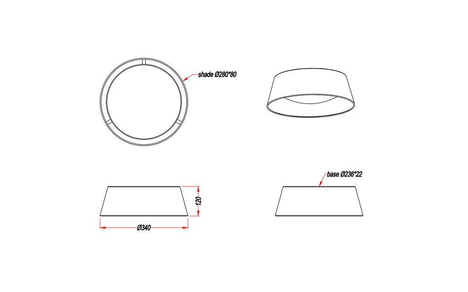 HLW LED LED Plafondlamp - Plafondverlichting - Trion Pinton - 14W - Warm Wit 3000K - Rond - Mat Zwart - Textiel