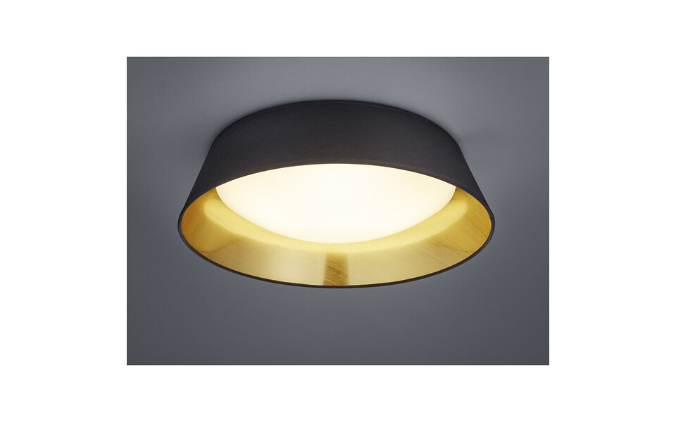 HLW LED LED Plafondlamp - Plafondverlichting - Trion Pinton - 18W - Warm Wit 3000K - Rond - Mat Zwart - Textiel