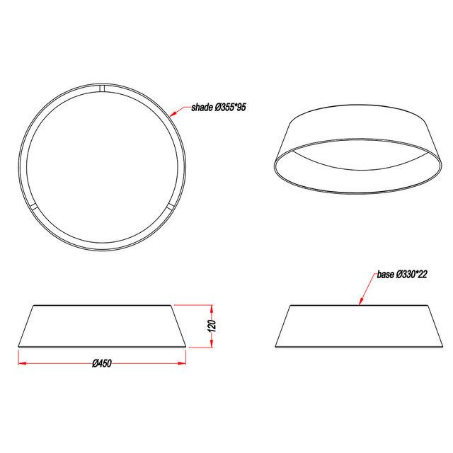 HLW LED LED Plafondlamp - Plafondverlichting - Trion Pinton - 18W - Warm Wit 3000K - Rond - Mat Zwart - Textiel